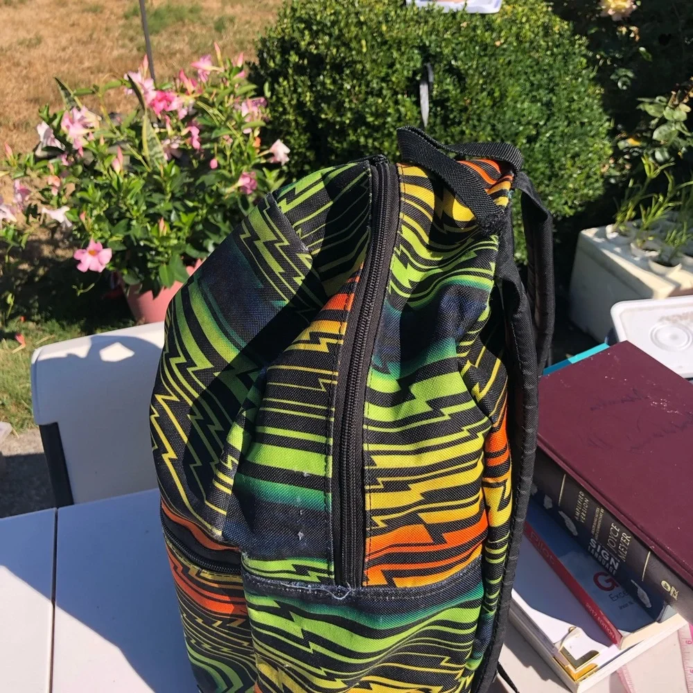 Yak Pak Vibrant Multicolor Zigzag Men's Backpack - Green/Orange/Yellow